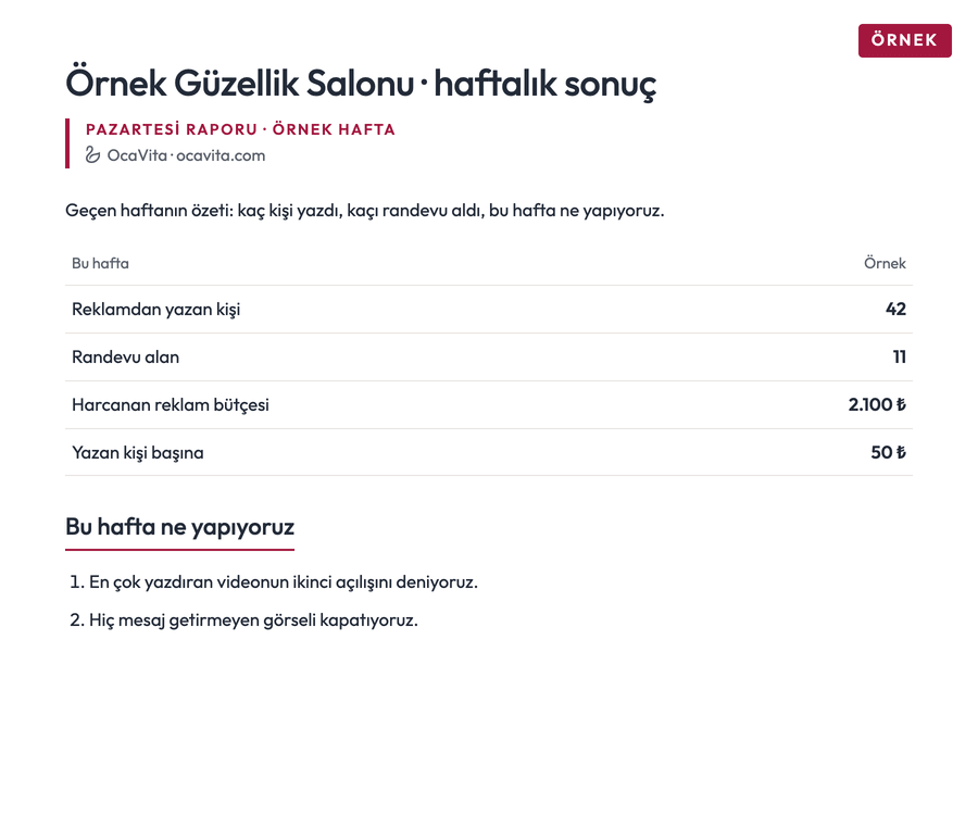 Örnek Pazartesi raporu