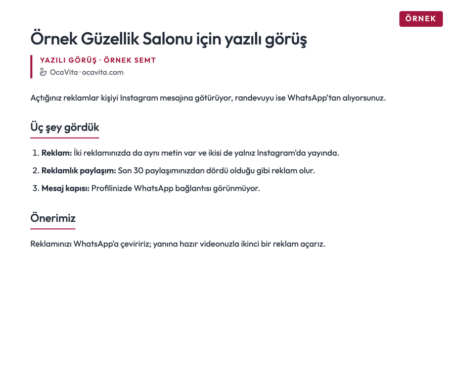 Örnek yazılı görüş