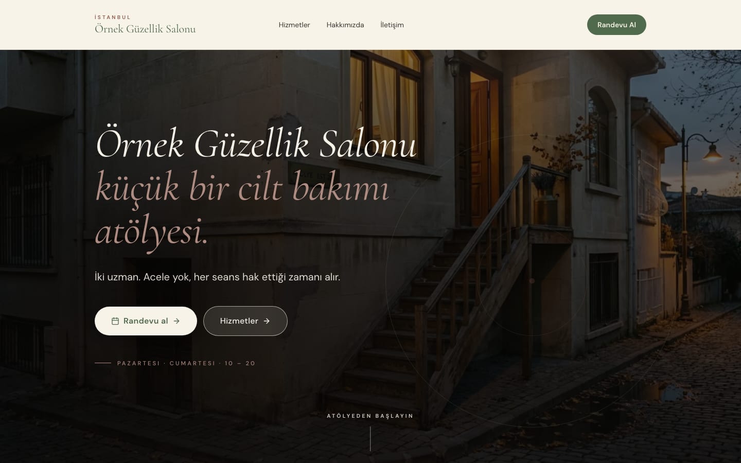 Örnek Güzellik Salonu adına kurulmuş randevu alan salon sitesi